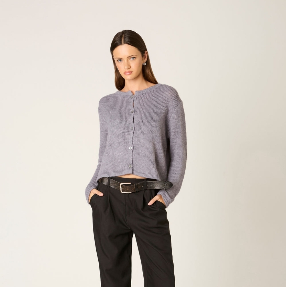 NWT NIA Ariana Button Front Cardigan in Grey L/XL